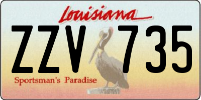 LA license plate ZZV735