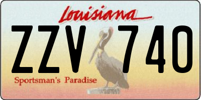 LA license plate ZZV740