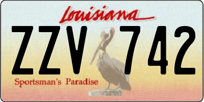 LA license plate ZZV742