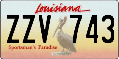 LA license plate ZZV743