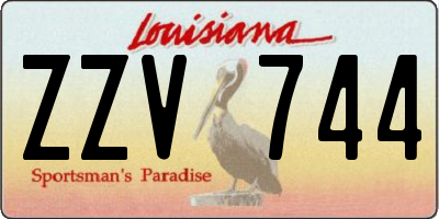 LA license plate ZZV744