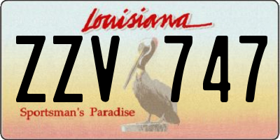 LA license plate ZZV747