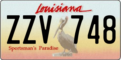 LA license plate ZZV748