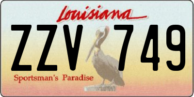 LA license plate ZZV749