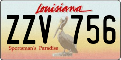 LA license plate ZZV756