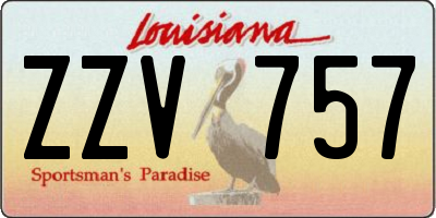LA license plate ZZV757
