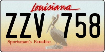 LA license plate ZZV758