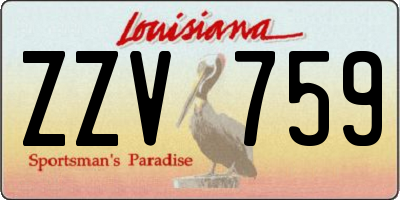 LA license plate ZZV759