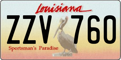 LA license plate ZZV760