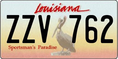 LA license plate ZZV762