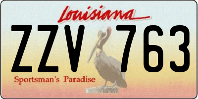 LA license plate ZZV763