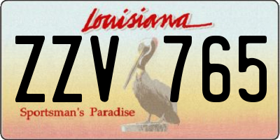 LA license plate ZZV765