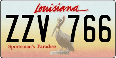 LA license plate ZZV766