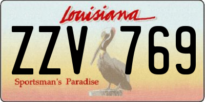 LA license plate ZZV769