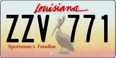 LA license plate ZZV771