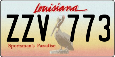 LA license plate ZZV773