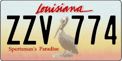 LA license plate ZZV774