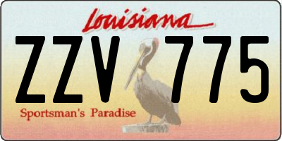 LA license plate ZZV775