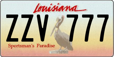 LA license plate ZZV777