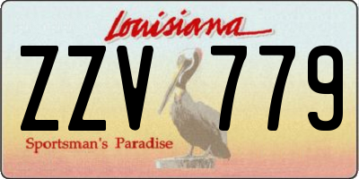 LA license plate ZZV779
