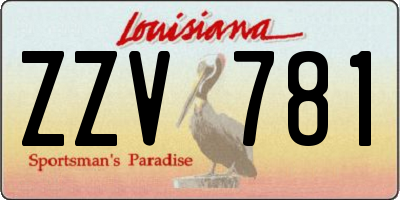 LA license plate ZZV781