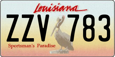 LA license plate ZZV783