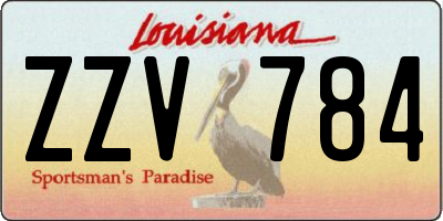 LA license plate ZZV784