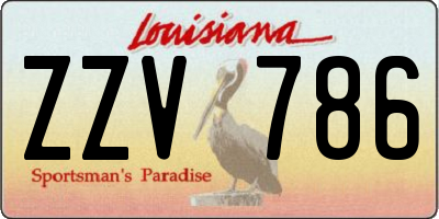 LA license plate ZZV786