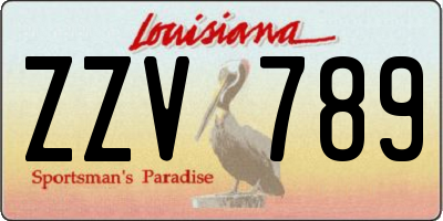 LA license plate ZZV789