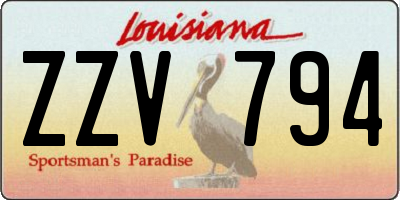 LA license plate ZZV794