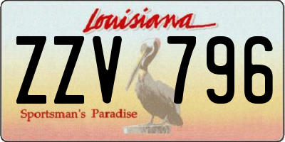 LA license plate ZZV796