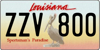 LA license plate ZZV800