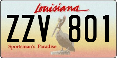 LA license plate ZZV801