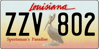 LA license plate ZZV802