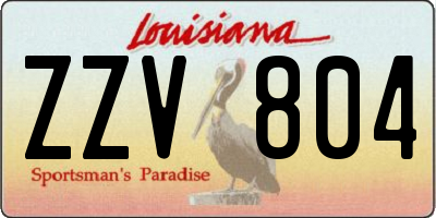 LA license plate ZZV804