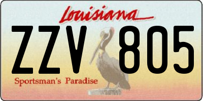 LA license plate ZZV805