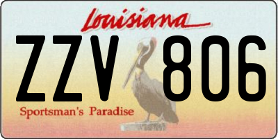 LA license plate ZZV806