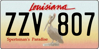 LA license plate ZZV807