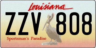 LA license plate ZZV808
