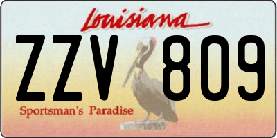 LA license plate ZZV809