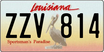 LA license plate ZZV814