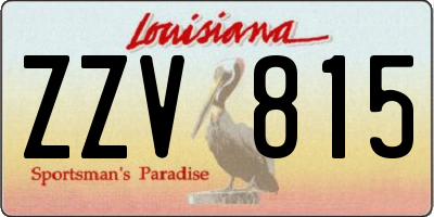 LA license plate ZZV815