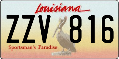 LA license plate ZZV816