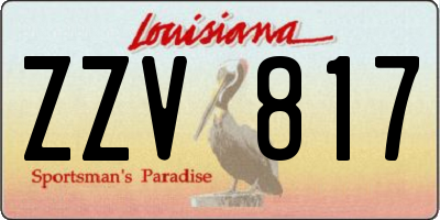 LA license plate ZZV817