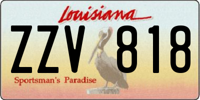 LA license plate ZZV818