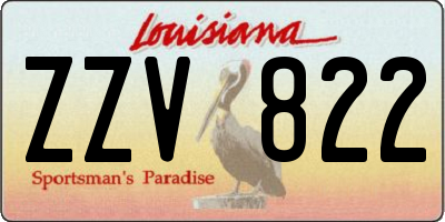 LA license plate ZZV822