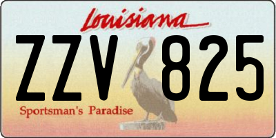 LA license plate ZZV825