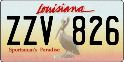 LA license plate ZZV826