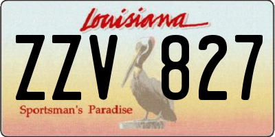 LA license plate ZZV827