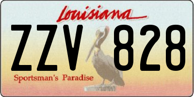 LA license plate ZZV828